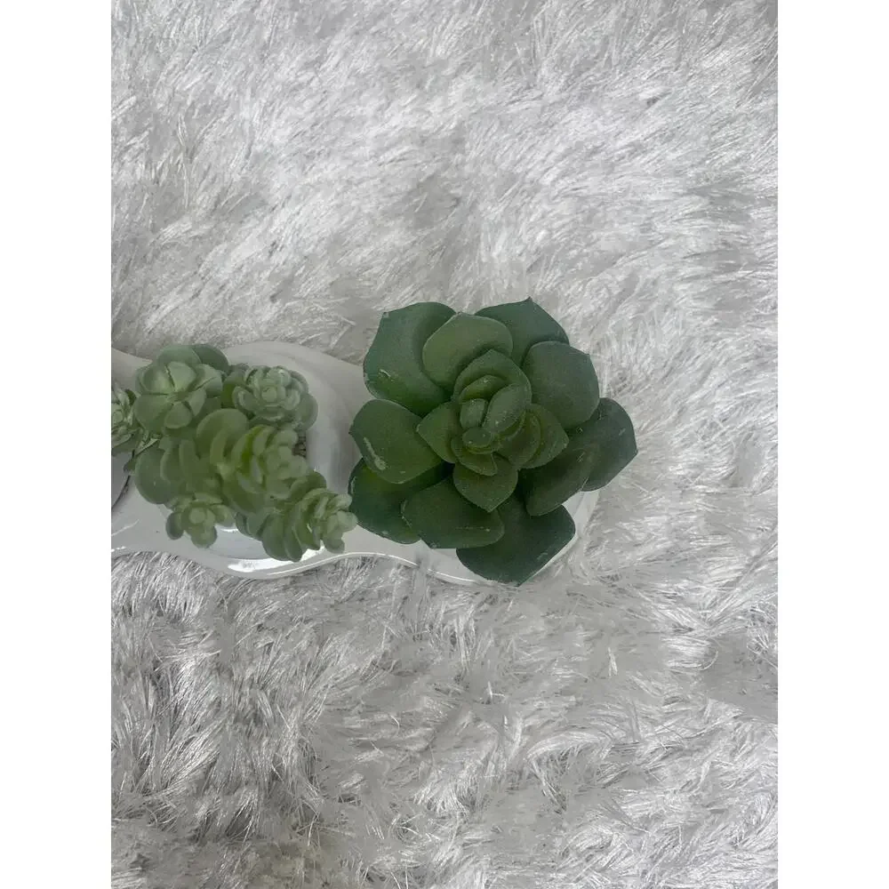 Faux Succulent Three Plant Modern Planter 3 x 9